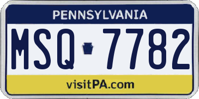 PA license plate MSQ7782
