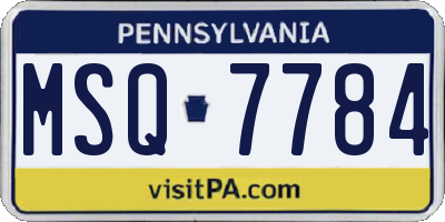 PA license plate MSQ7784