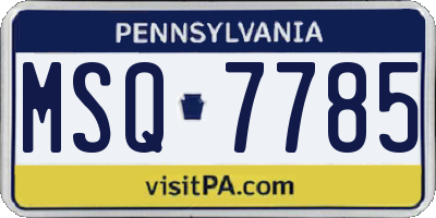 PA license plate MSQ7785