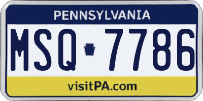 PA license plate MSQ7786