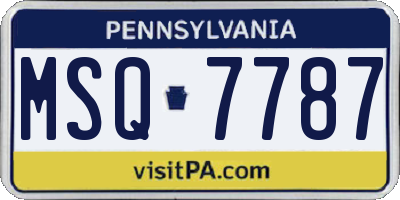 PA license plate MSQ7787