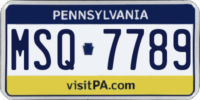 PA license plate MSQ7789
