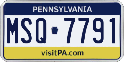 PA license plate MSQ7791