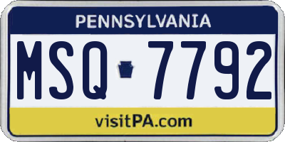 PA license plate MSQ7792