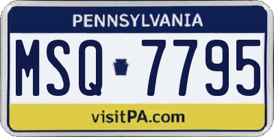 PA license plate MSQ7795