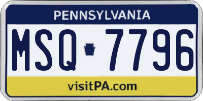 PA license plate MSQ7796