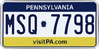 PA license plate MSQ7798