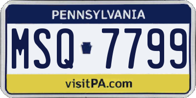 PA license plate MSQ7799