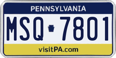 PA license plate MSQ7801
