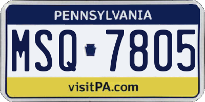 PA license plate MSQ7805