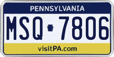 PA license plate MSQ7806