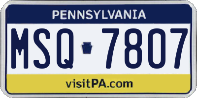 PA license plate MSQ7807