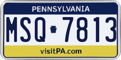 PA license plate MSQ7813