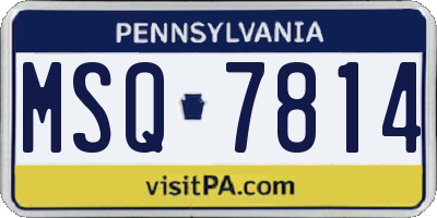 PA license plate MSQ7814