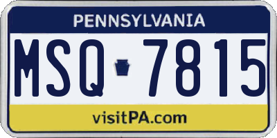 PA license plate MSQ7815