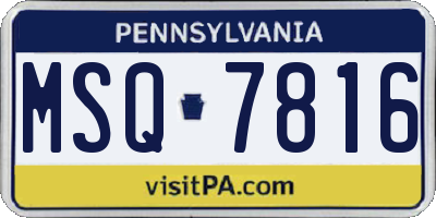 PA license plate MSQ7816
