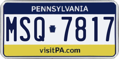 PA license plate MSQ7817