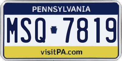 PA license plate MSQ7819