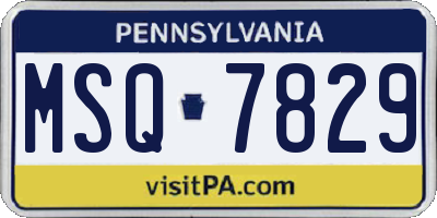 PA license plate MSQ7829
