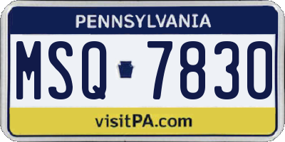 PA license plate MSQ7830