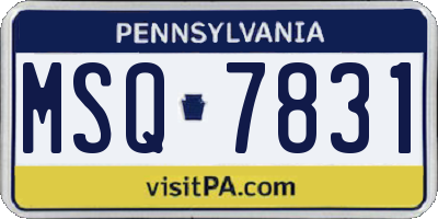PA license plate MSQ7831