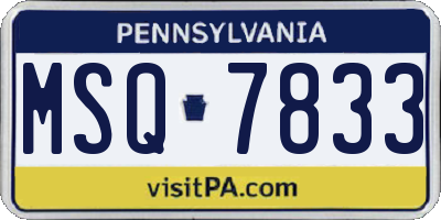 PA license plate MSQ7833