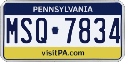PA license plate MSQ7834