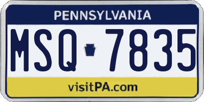 PA license plate MSQ7835
