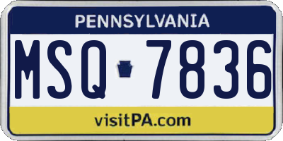 PA license plate MSQ7836