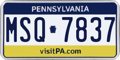 PA license plate MSQ7837