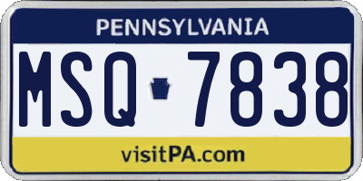 PA license plate MSQ7838