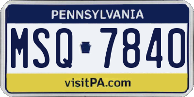 PA license plate MSQ7840