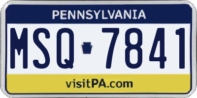 PA license plate MSQ7841
