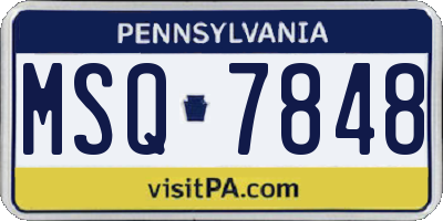 PA license plate MSQ7848