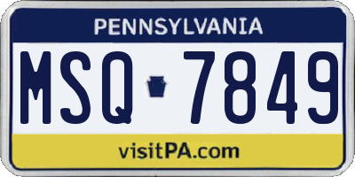 PA license plate MSQ7849