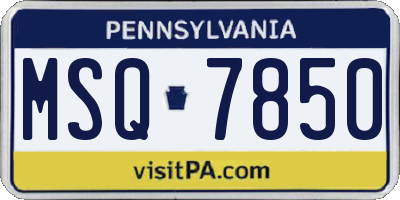 PA license plate MSQ7850