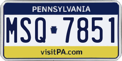 PA license plate MSQ7851