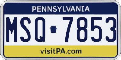 PA license plate MSQ7853