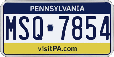 PA license plate MSQ7854