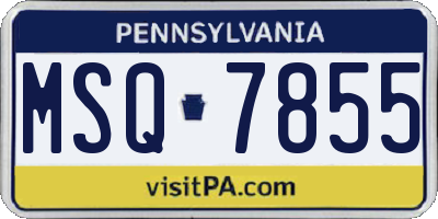 PA license plate MSQ7855