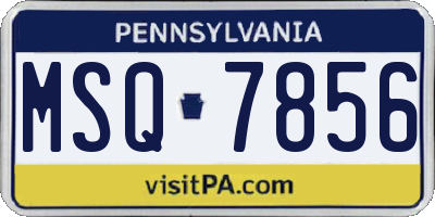 PA license plate MSQ7856