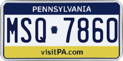 PA license plate MSQ7860