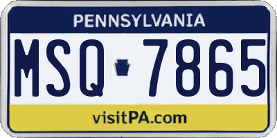 PA license plate MSQ7865