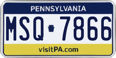 PA license plate MSQ7866