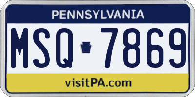 PA license plate MSQ7869