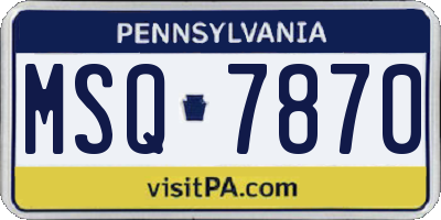 PA license plate MSQ7870