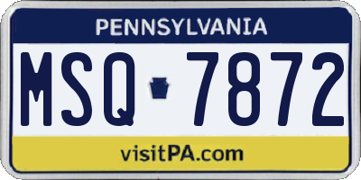 PA license plate MSQ7872