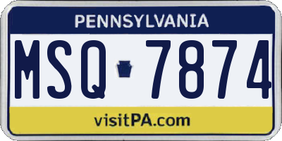 PA license plate MSQ7874