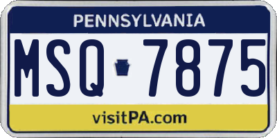 PA license plate MSQ7875