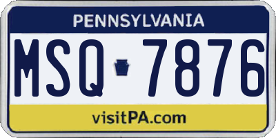 PA license plate MSQ7876